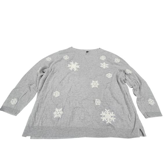 NWOT Talbots Textured Snowflake Sweater Gray White 2x 2xp Petites Cashmere Ski - Picture 1 of 6